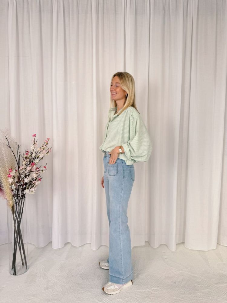 Fenna Striped Shirt Pastel Green / 