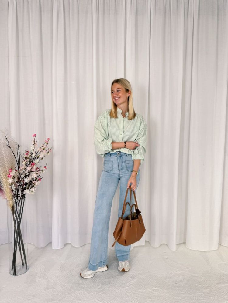 Fenna Striped Shirt Pastel Green / 