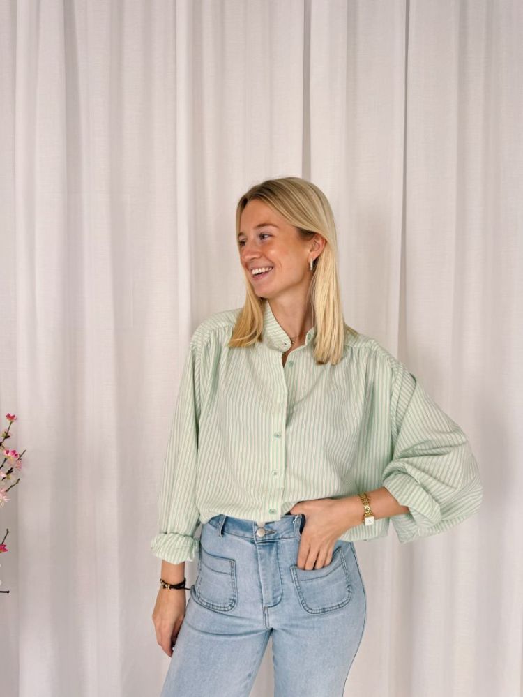 Fenna Striped Shirt Pastel Green / 