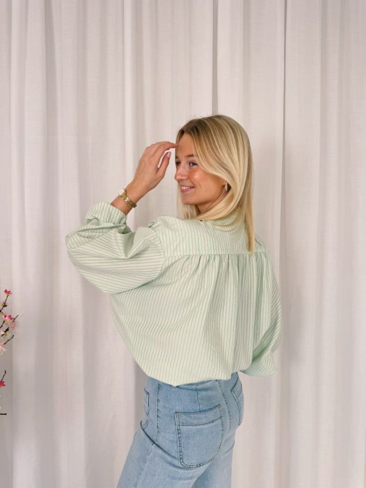 Fenna Striped Shirt Pastel Green / 