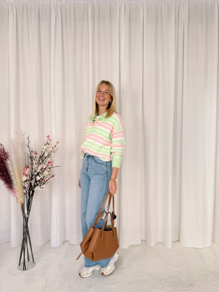 Lovy Polo Knit Green / Pink