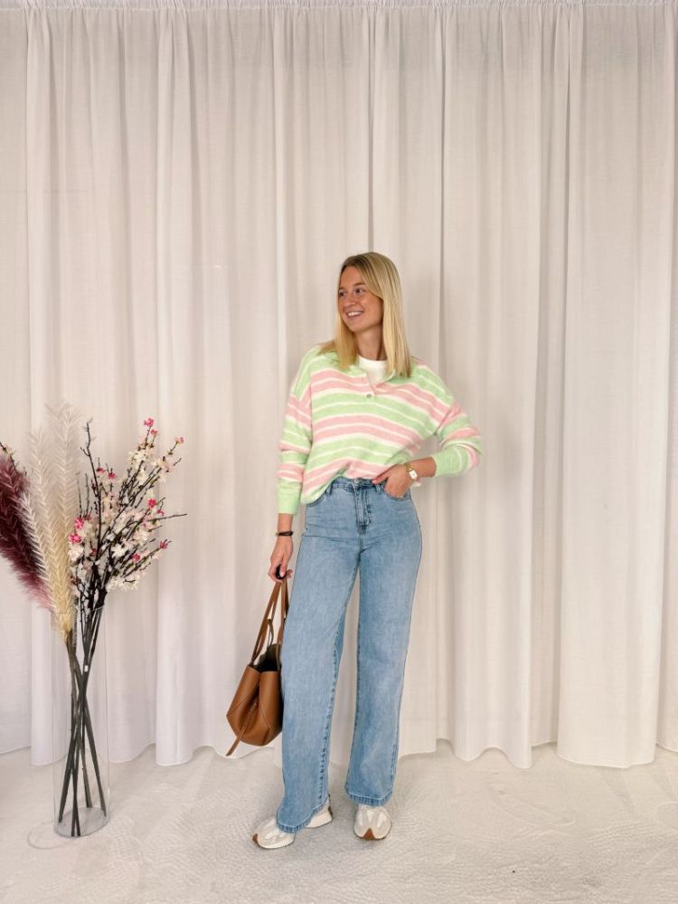 Lovy Polo Knit Green / Pink