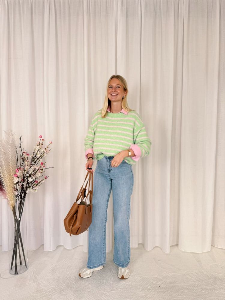 Taya Striped Knit Green / Pink