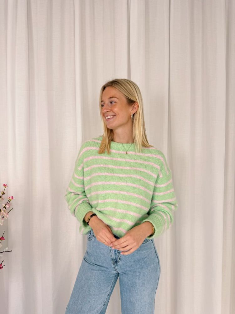 Taya Striped Knit Green / Pink