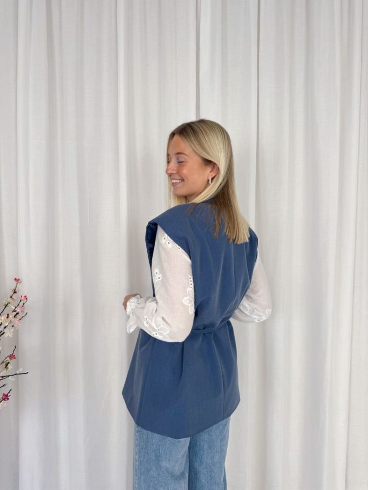 Yara Sleeveless Strap Blazer Denim Blue