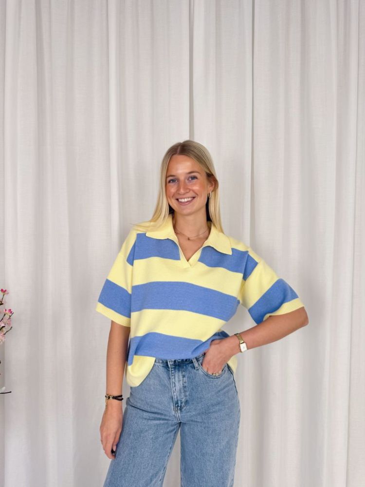 Ruby Shortsleeve Polo Knit Yellow / Blue