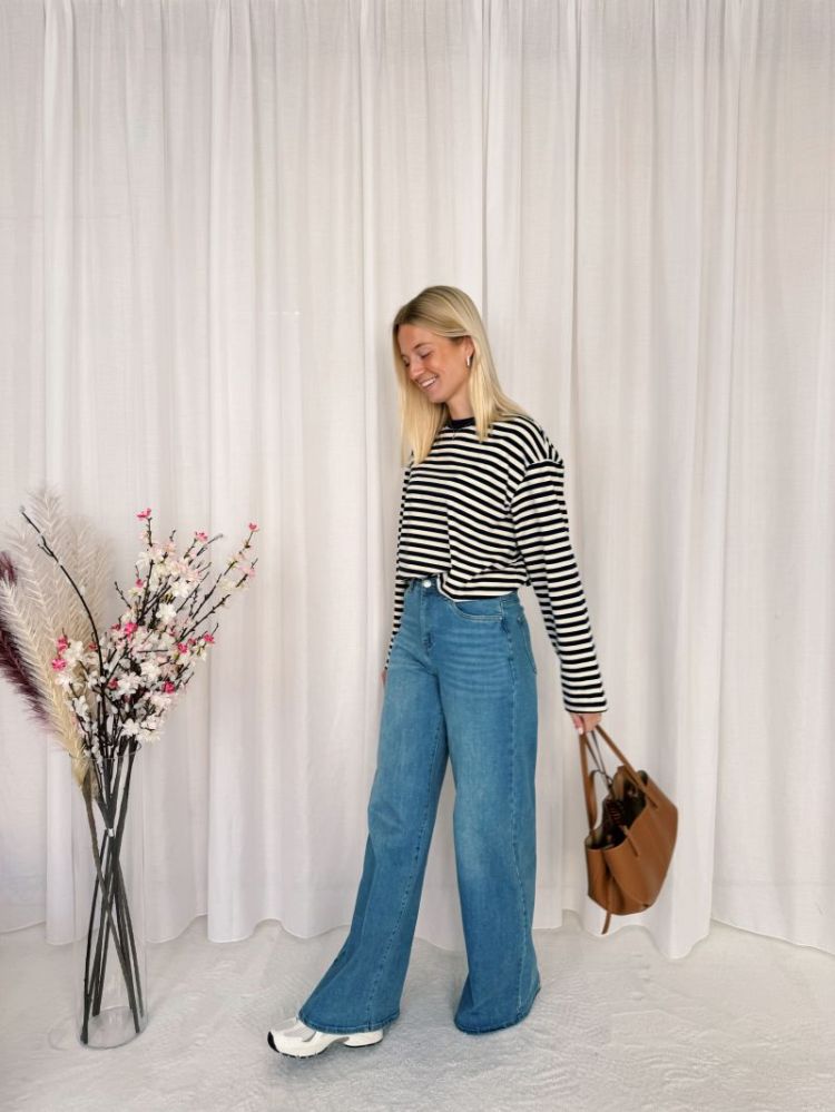 Lisa Striped Longsleeve Navy / Beige