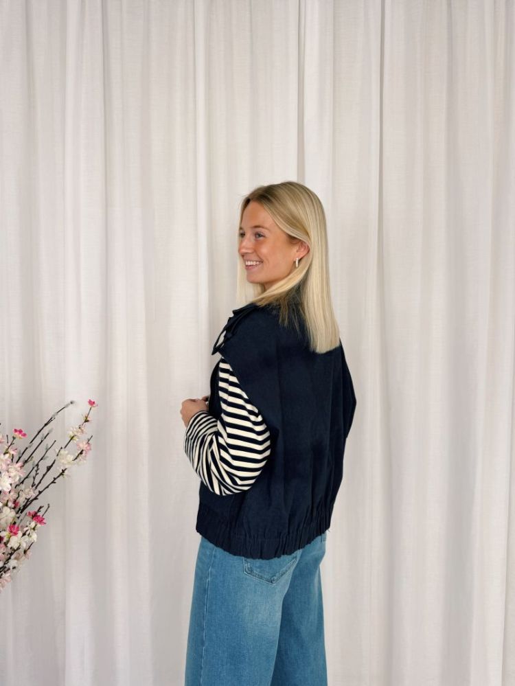 June Sleeveless Bomber Jacket Navy Blue