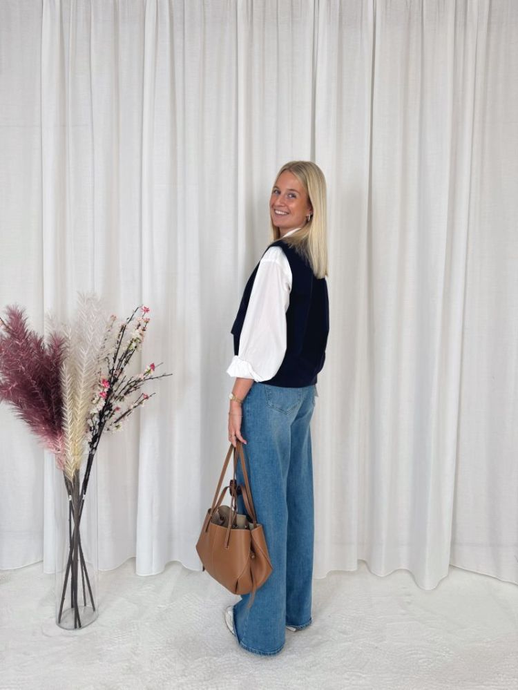 Ivy Sleeveless Bomber Jacket Marine Blue