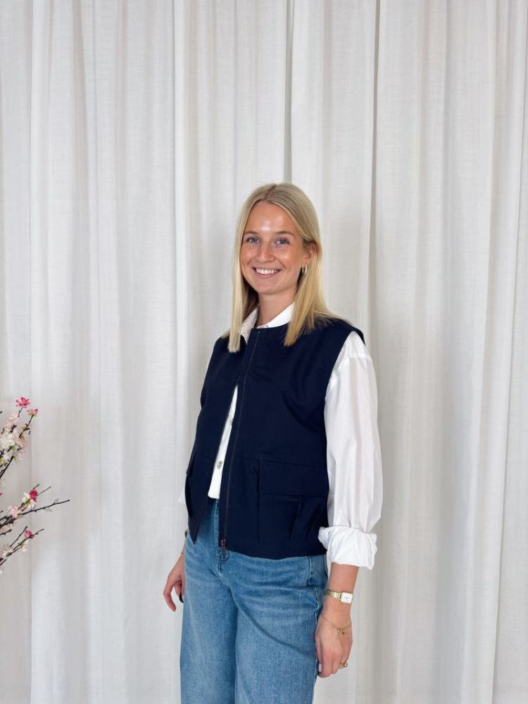 Ivy Sleeveless Bomber Jacket Marine Blue