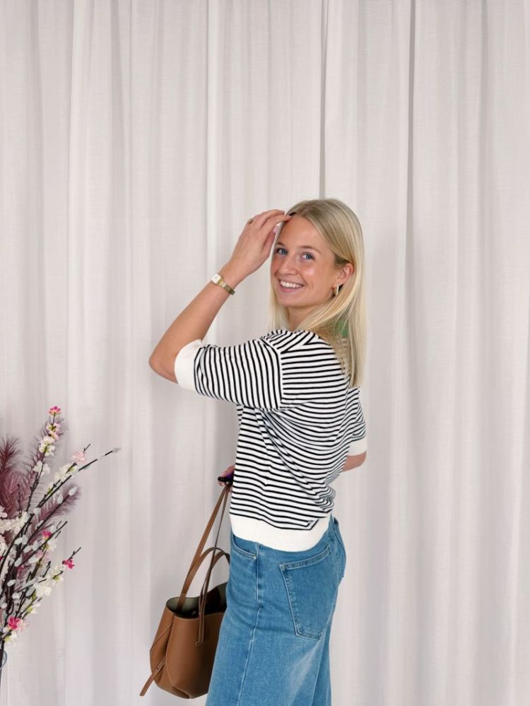 Lizza Polo Knit Black Stripes /