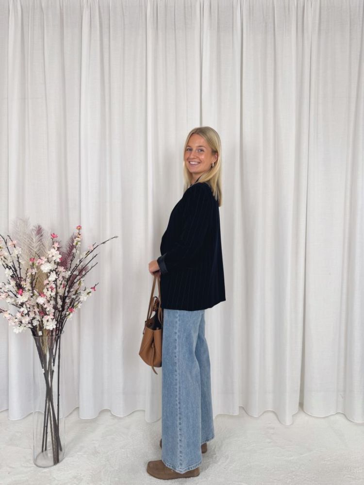 Celeste Striped Blazer Navy Blue