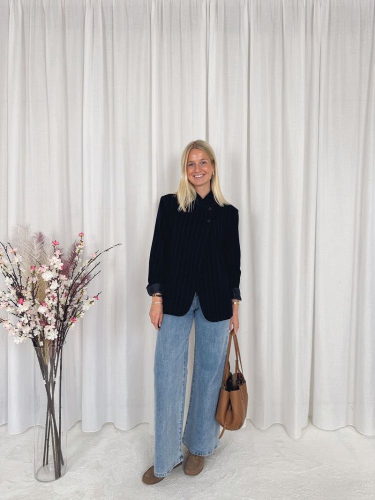 Celeste Striped Blazer Navy Blue