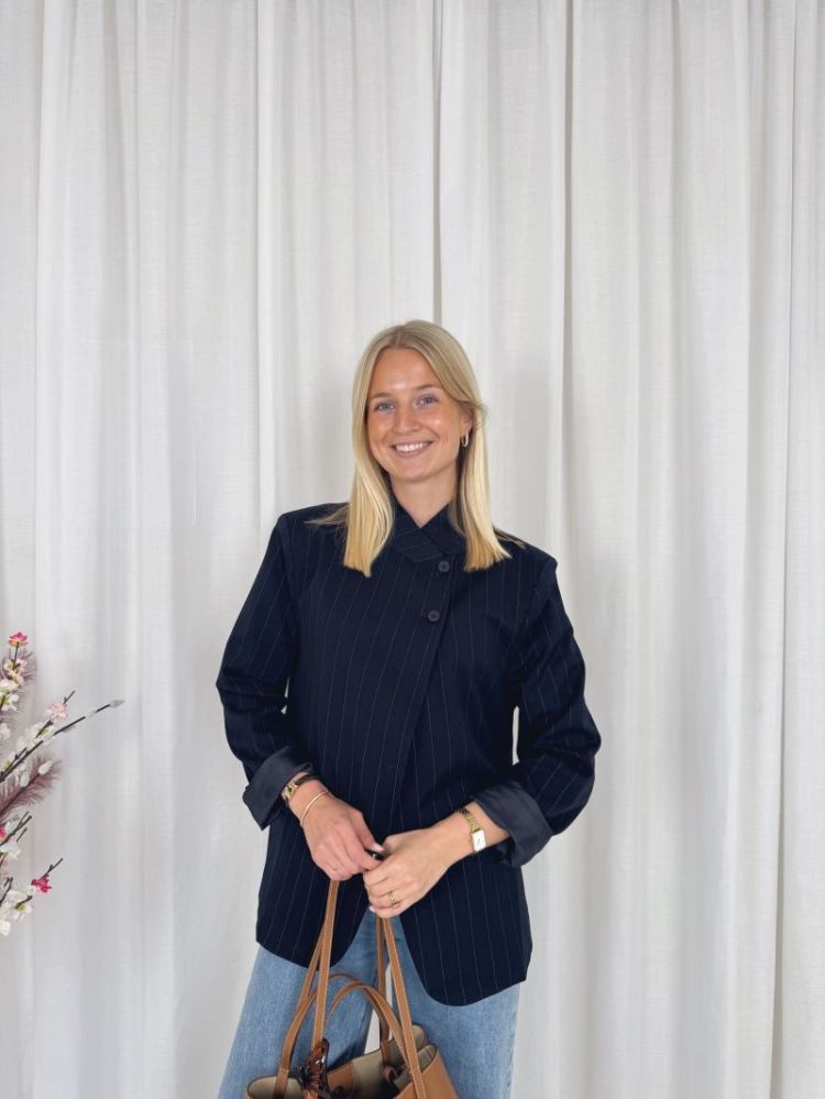 Celeste Striped Blazer Navy Blue