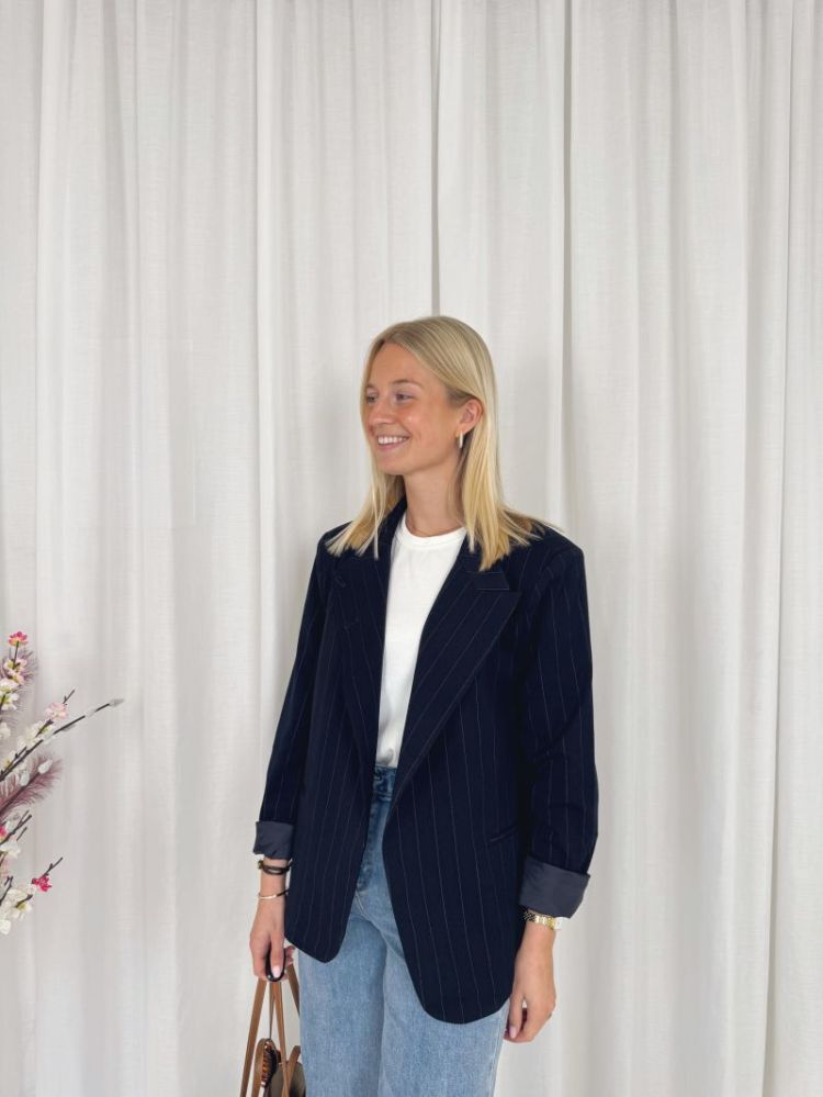 Celeste Striped Blazer Navy Blue