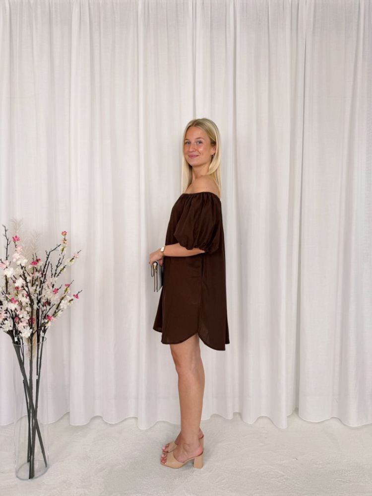 Lore Off Shoulder Dress Brown