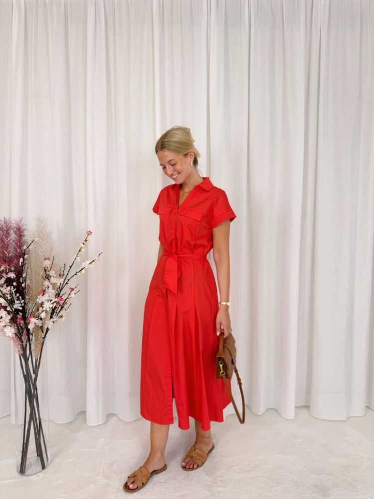 Lynn Shirt Dress  Coral