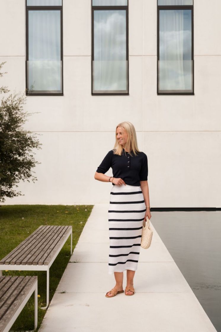 Brianna Knit Skirt Chalk / Marine