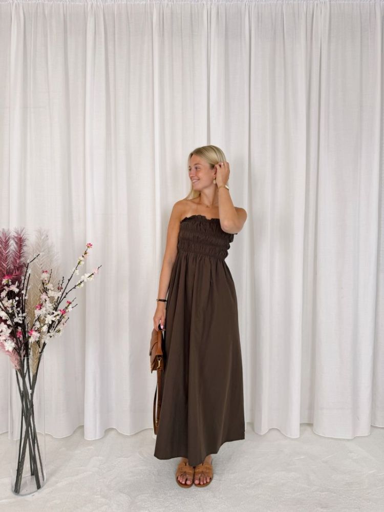 Jaida Strapless Dress Brown