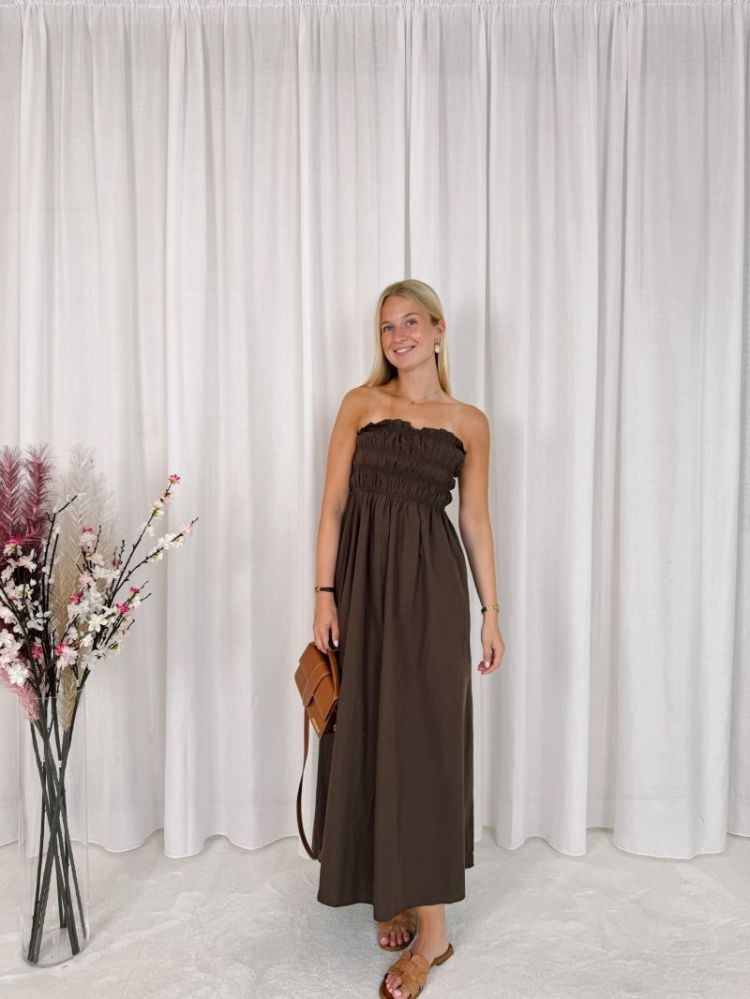 Jaida Strapless Dress Brown