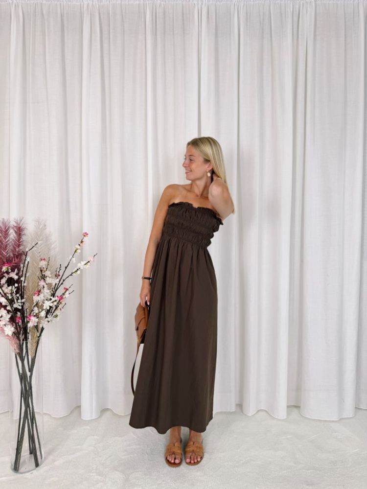 Jaida Strapless Dress Brown
