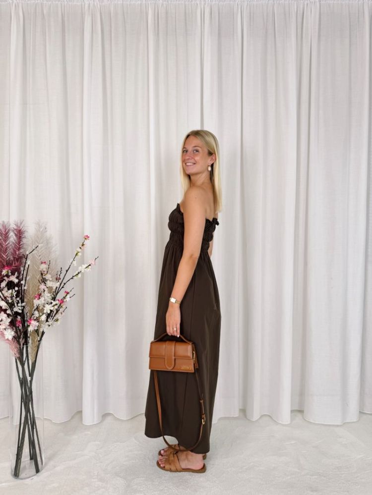 Jaida Strapless Dress Brown