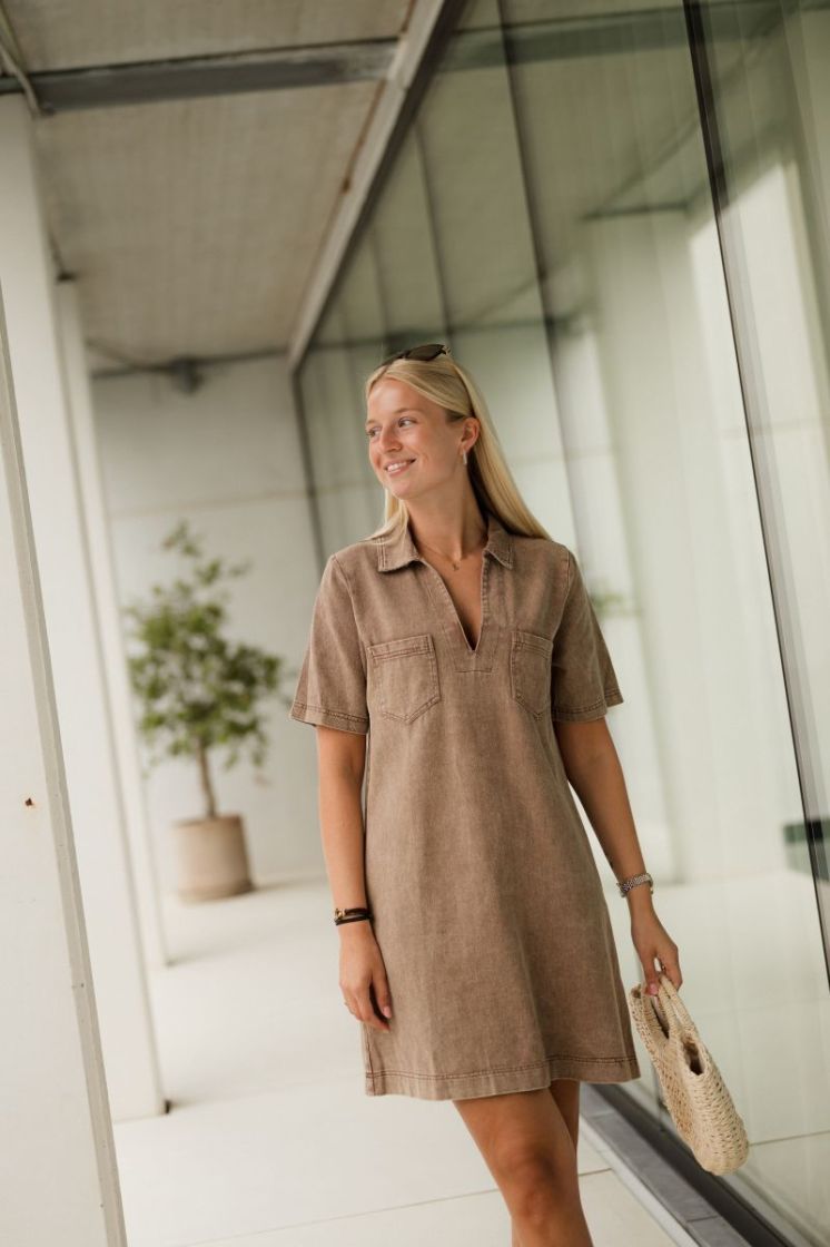Luna Denim Dress Taupe