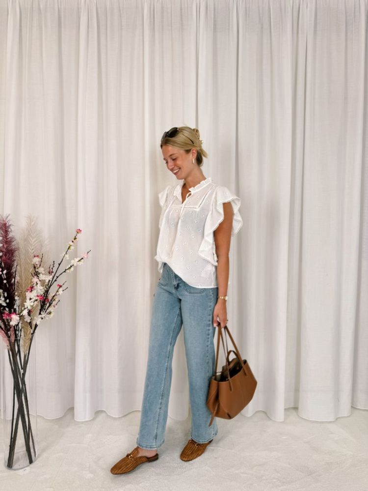 Fiona Frill Top Chalk