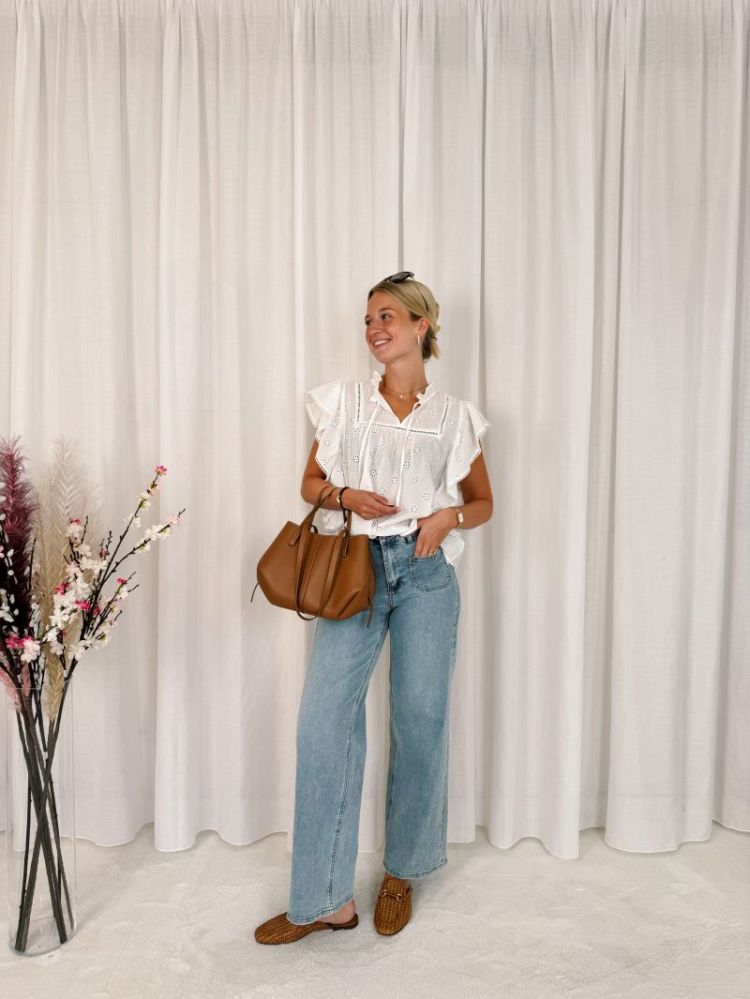 Fiona Frill Top Chalk