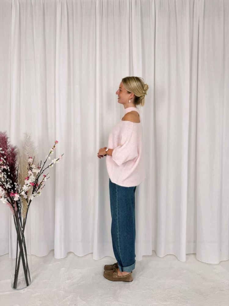 Lize One Shoulder Knit Light Pink