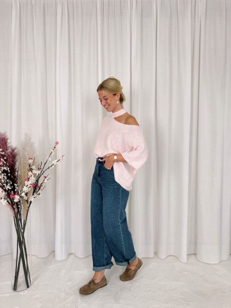 Lize One Shoulder Knit Light Pink