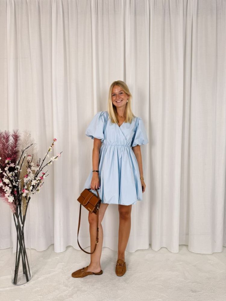 Elise Puff Dress Light Blue