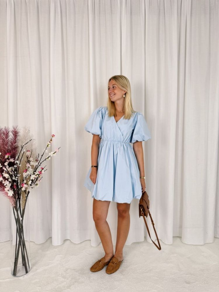 Elise Puff Dress Light Blue