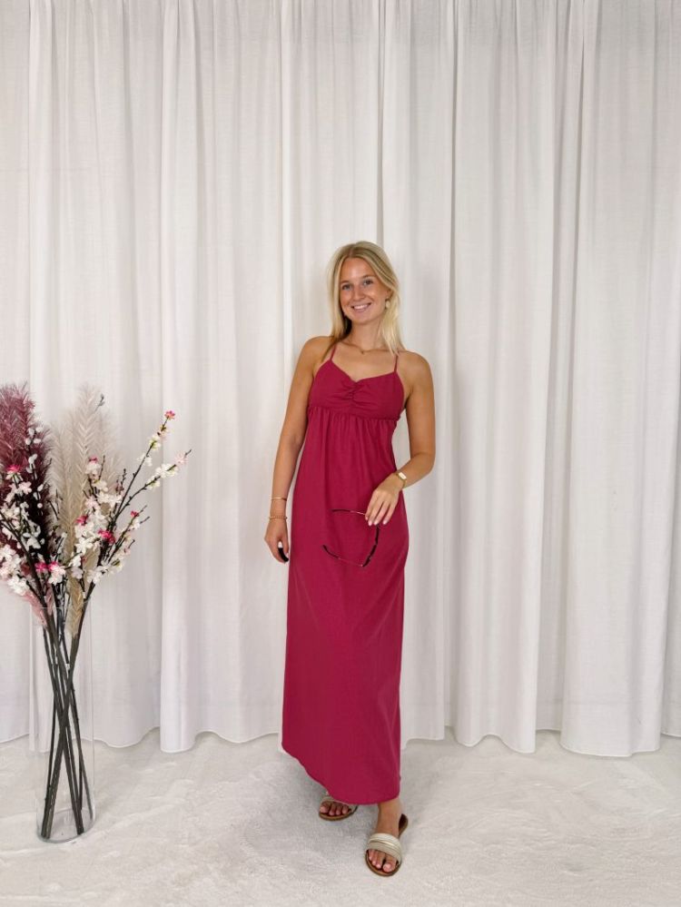 Mikki Cross-Strap Dress Dark Pink