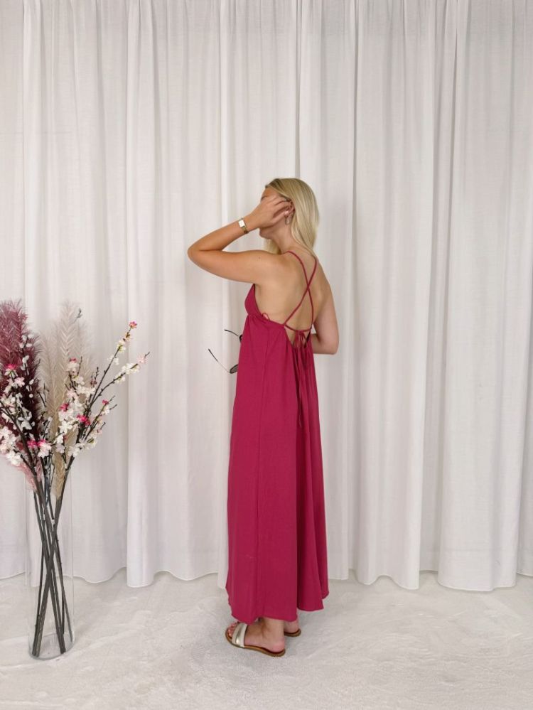 Mikki Cross-Strap Dress Dark Pink