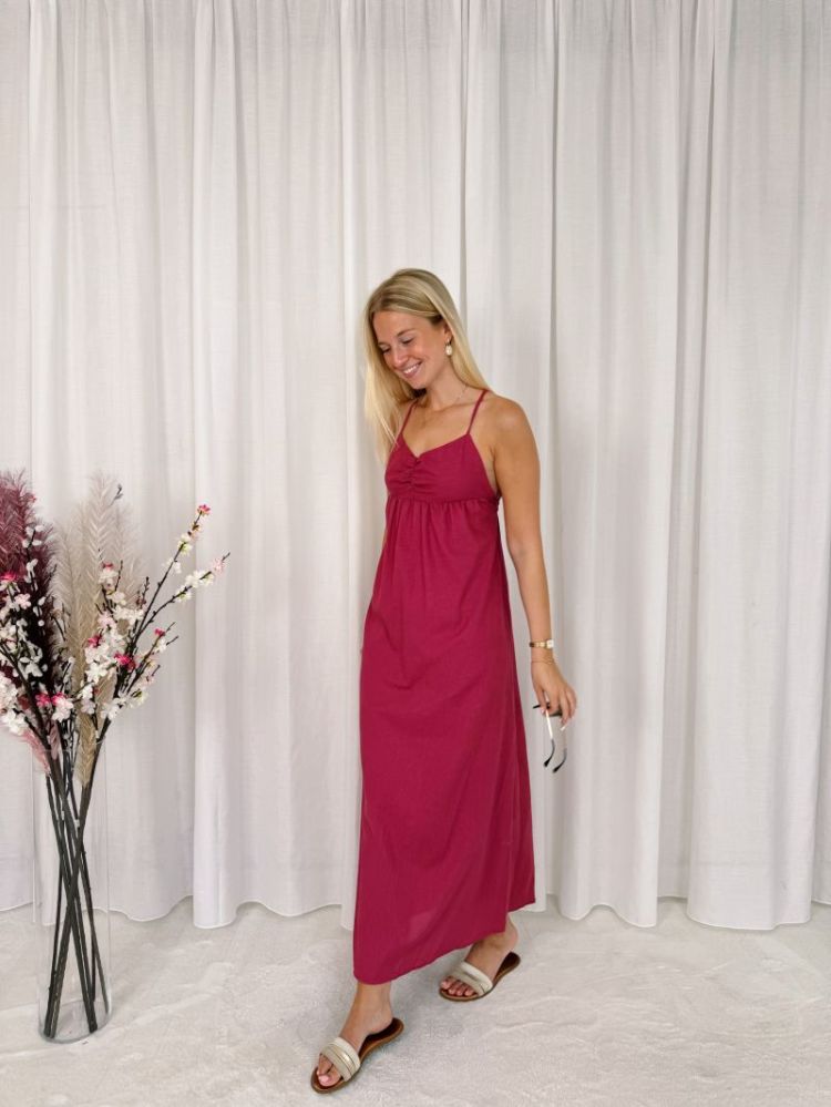 Mikki Cross-Strap Dress Dark Pink
