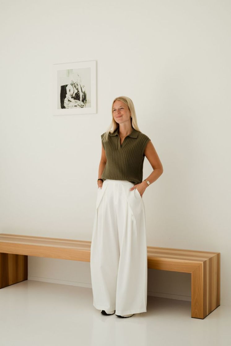 Yara Pleated Wide Leg Trouser White