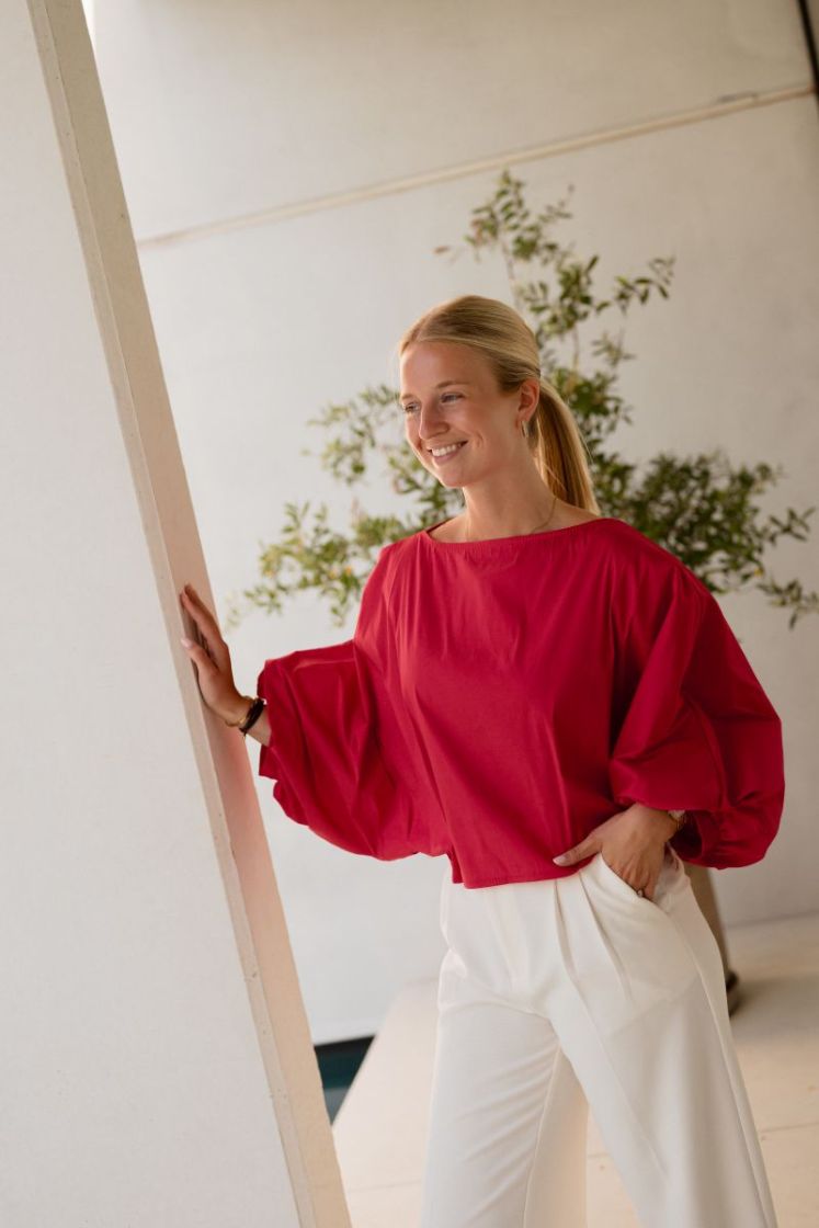 Arwin Cotton Blouse Red