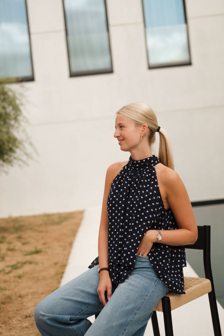 Rosie Polkadot Top Marine Blue