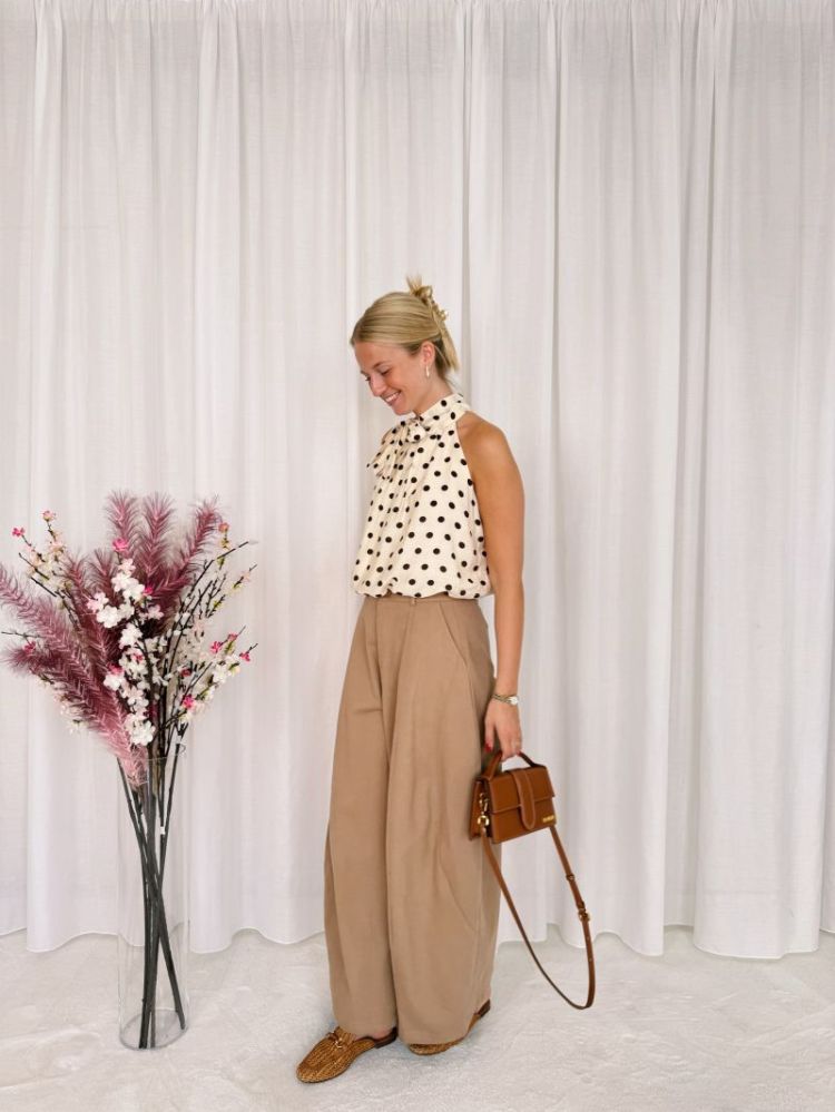 Roxy Halterneck Top Beige