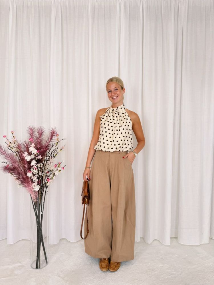 Roxy Halterneck Top Beige