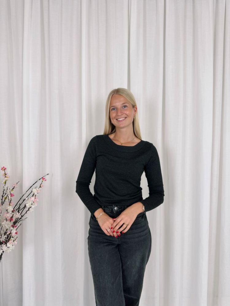 Lizza Knit Pullover Dark Grey Melan