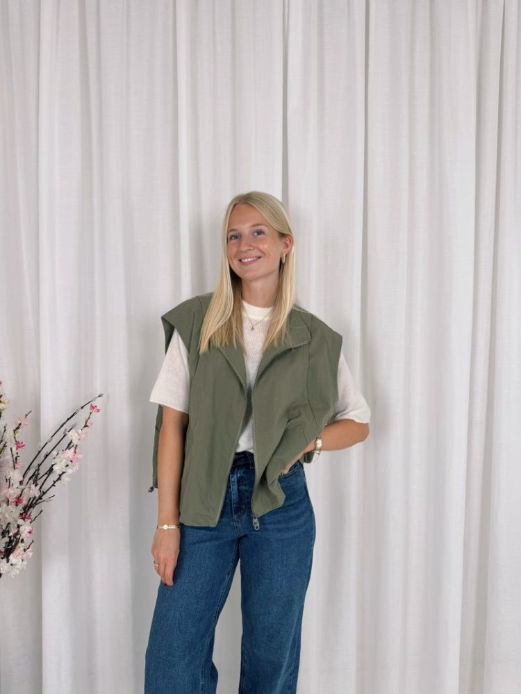Sanne Sleeveless Jacket Olive Green