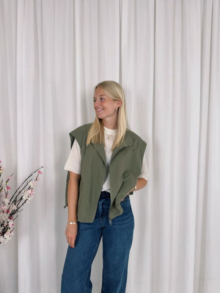 Sanne Sleeveless Jacket Olive Green