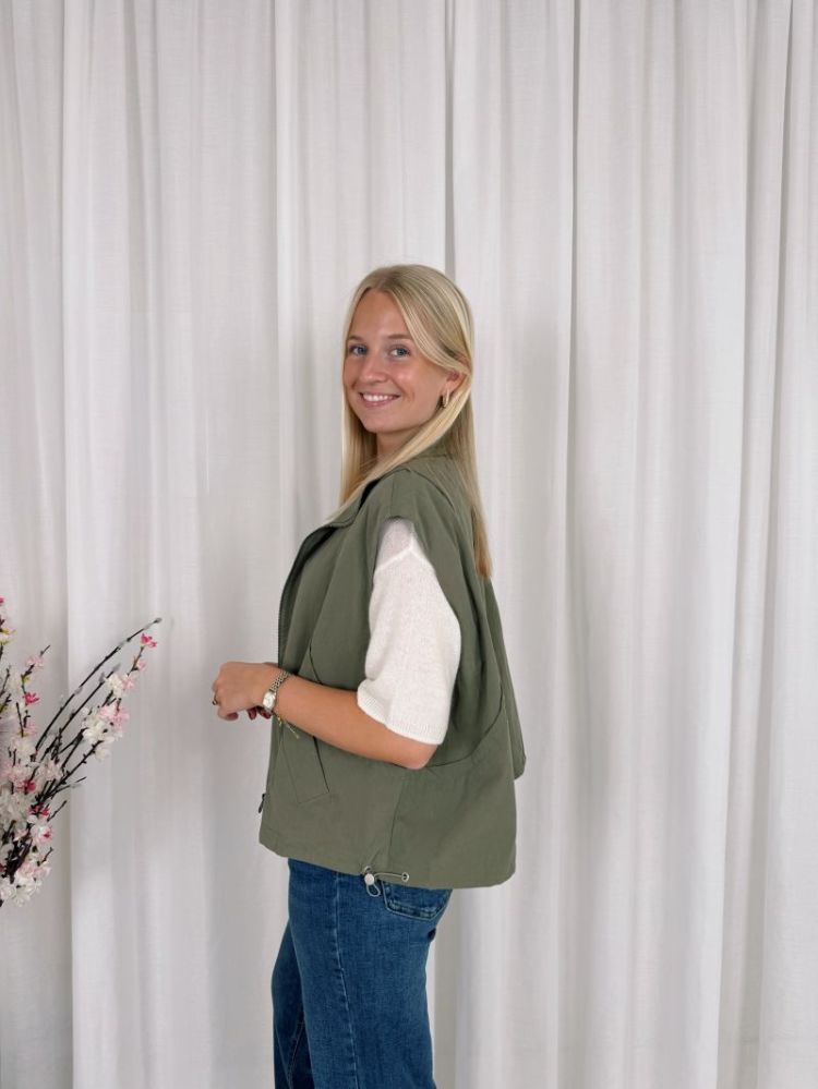 Sanne Sleeveless Jacket Olive Green