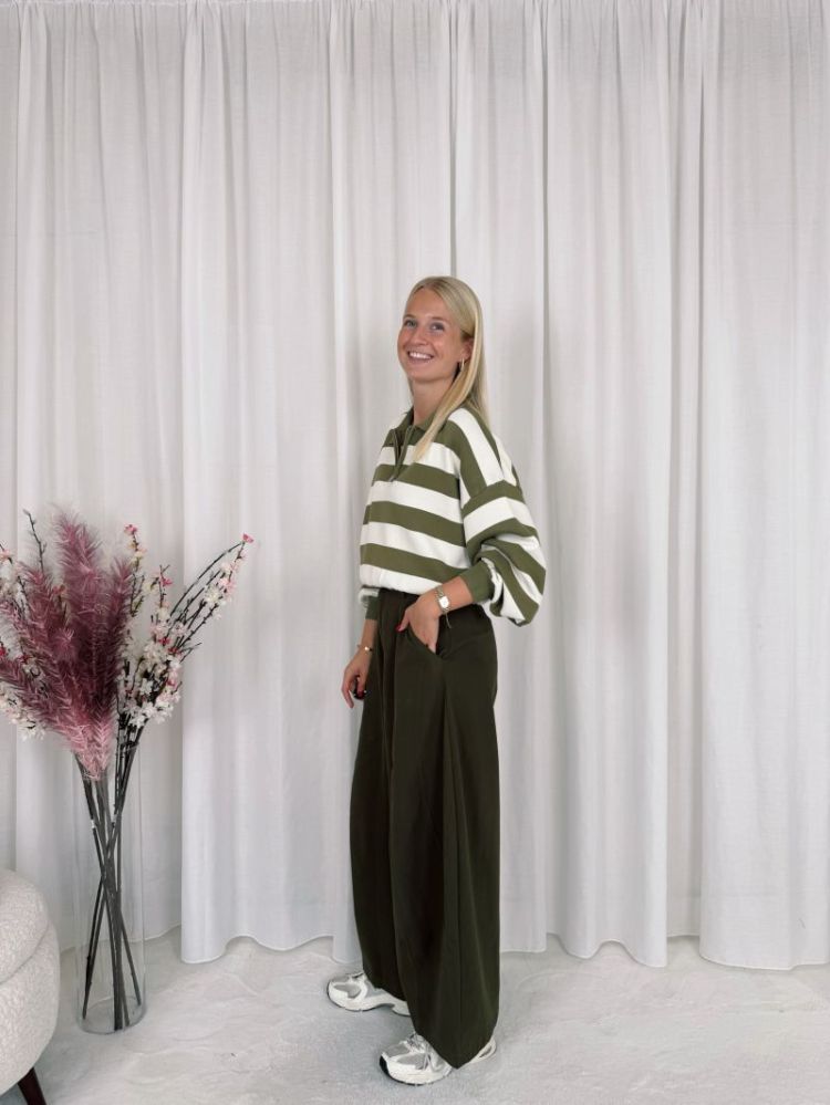 Emma Polo Sweater Olive / White
