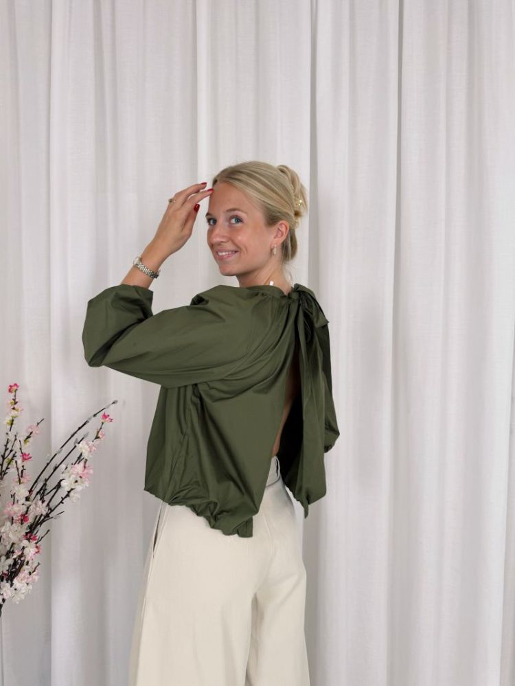 Eline Bow Blouse Khaki
