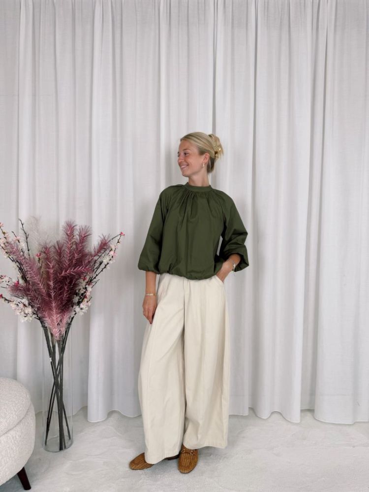 Eline Bow Blouse Khaki
