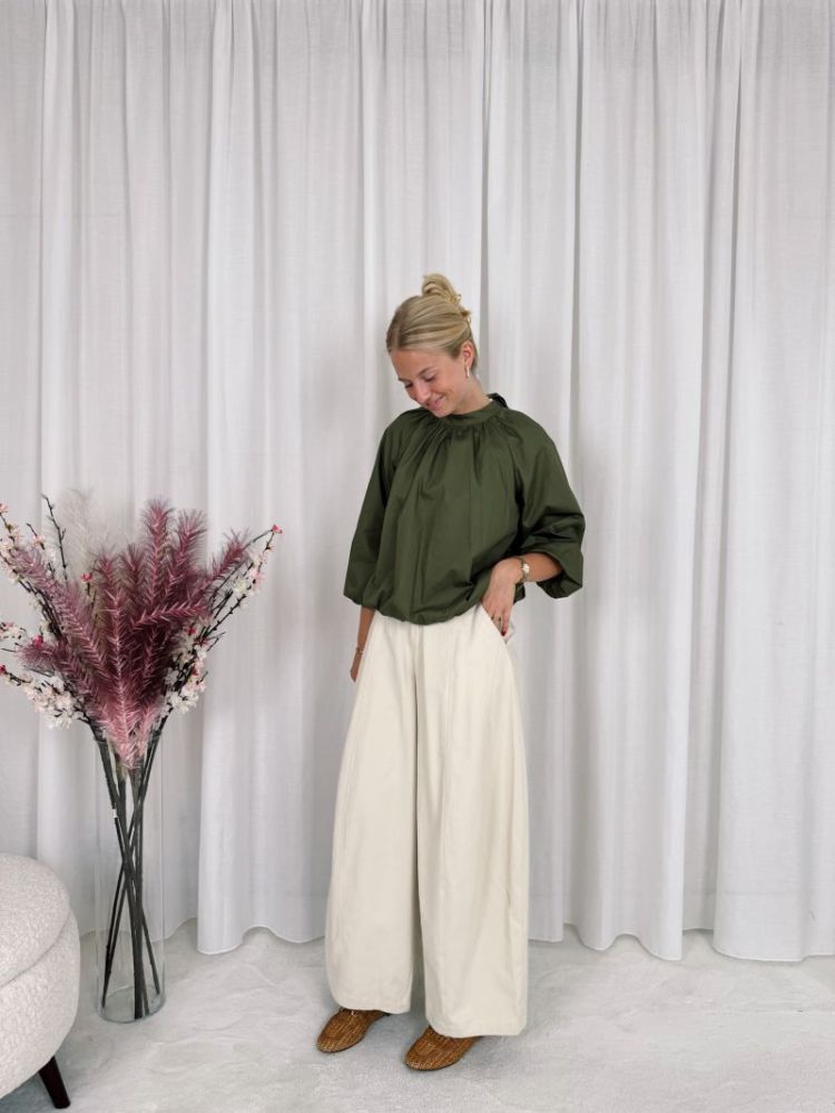 Eline Bow Blouse Khaki