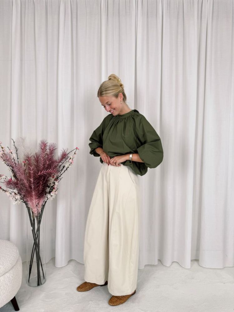 Eline Bow Blouse Khaki